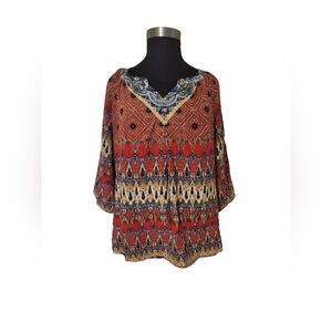 Fig and Flower 3/4 Sleeve Boho Peasant Top Women's Plus Size 2X